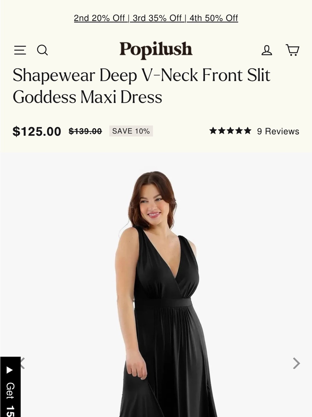 Popilush Elegant Black V-Neck Women’s Dress